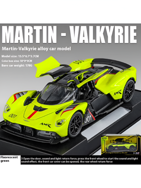 Green - Aston Martin Valkyrie AMR Pro Diecast Car - 1:32 Scale Collector Model TV5693