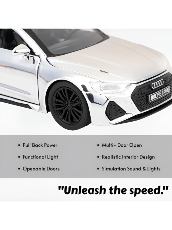 AUDI RS7 Alloy Model Car 1:32 Scale - Diecast Collectible with Silver Chrome Finish TV5430