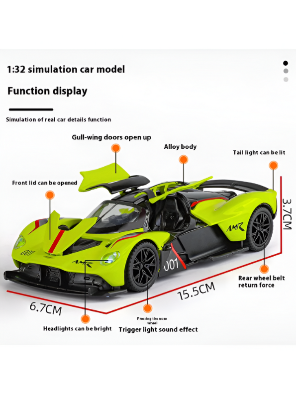 Green - Aston Martin Valkyrie AMR Pro Diecast Car - 1:32 Scale Collector Model TV5693