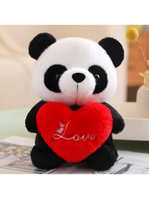 "7-inch Panda Teddy Bear with Red Heart - 'Love' Stuffed Animal Soft Toy for Gifting" LMI11382