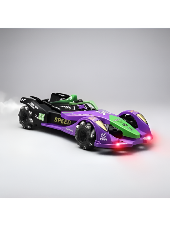 Purple F1 RC Racing Car 2.4GHz with Smoke Mist, LED Lights & 4WD Drift TV5890.