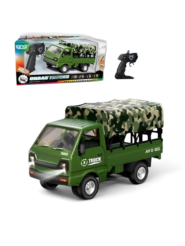 RC Military Transport Truck 1:16 Scale with Camouflage Canopy, LED Lights & Opening Tailgate TV5497.