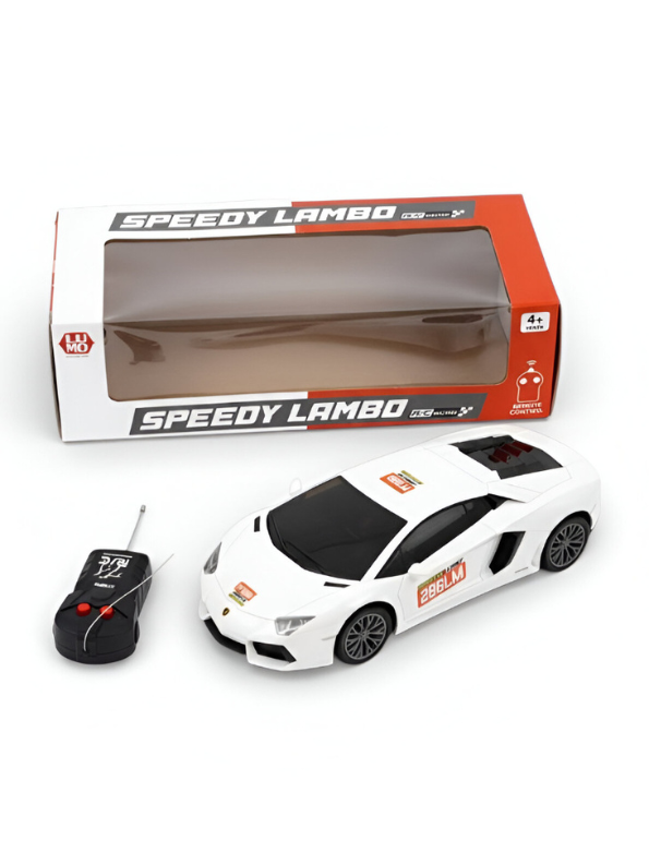 Speedy Lambo White Remote Control Car - 1:24 Scale RC Sports Car for Kids, 27MHz Full Function Electric Toy Racing Car, Birthday Gift for Boys and Girls Ages 4+ LMI15720