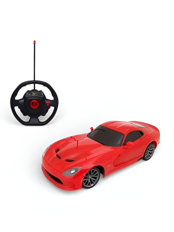 RC Sports Car Toy - Includes Steering Wheel Remote Control & Radio Antenna - 1:16 Scale Racing Car for Kids LMI11377