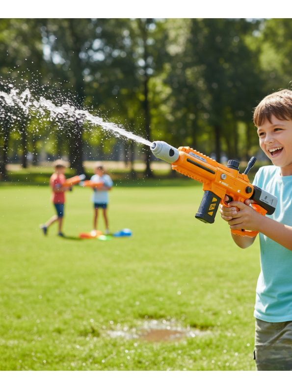 Orange - Super Soaker Electric Water Gun – Outdoor Summer Toy for Kids & Adults | High-Pressure Shooting Range, Big Plastic Blaster - LMI14782.