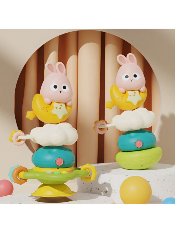 Rabbit Stacking Suction Musical Toy Spinner for Babies – Rattle, Montessori Educational Learning Toy NX15659.