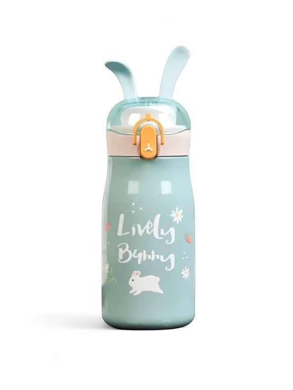 Rabbiyt Bunny Ears Water Bottle for Kids 300ml – Cute & Safe Sipper for School & Travel NOV3557.