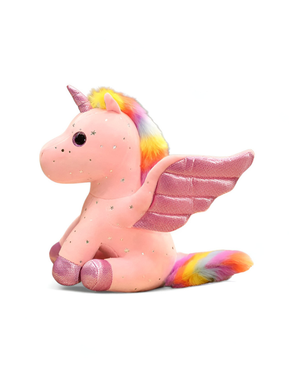 Pink - Rainbow Unicorn Plushie – 8-inch Unicorn Stuffed Animal with Rainbow Mane, Wings, and Sparkles LMI11550.