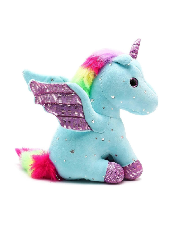 Turquoise - Rainbow Unicorn Plushie – 8-inch Unicorn Stuffed Animal with Rainbow Mane, Wings, and Sparkles LMI11550.