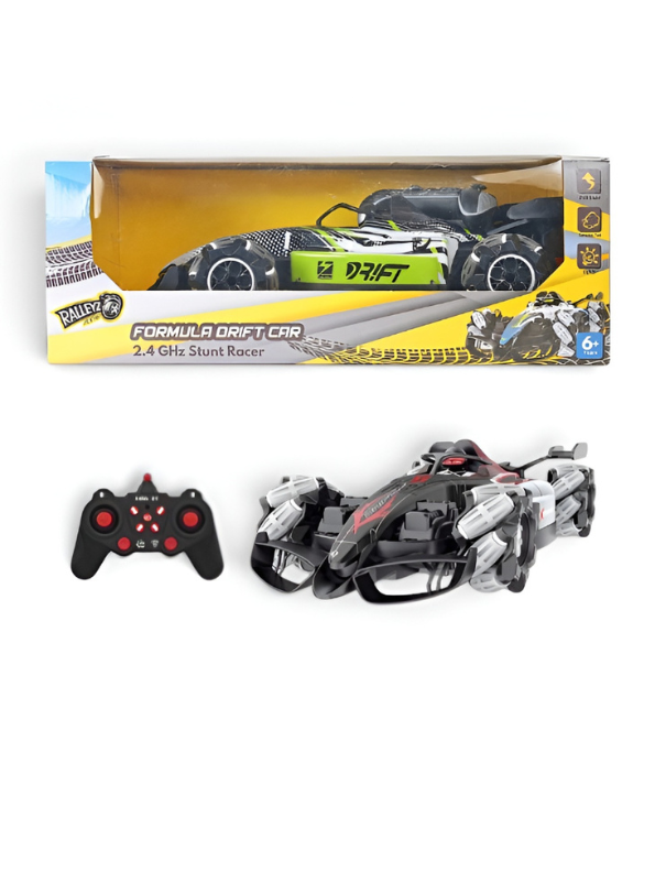 Ralleyz Formula Drift RC Stunt Car – 2.4GHz High-Speed Remote Control Racer with Mecanum Wheels Grey LMI14636.