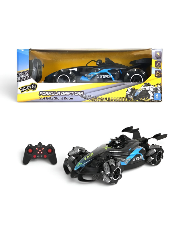 Ralleyz Formula Drift RC Stunt Car – 2.4GHz High-Speed Remote Control Racer with Mecanum Wheels Blue LMI14636.