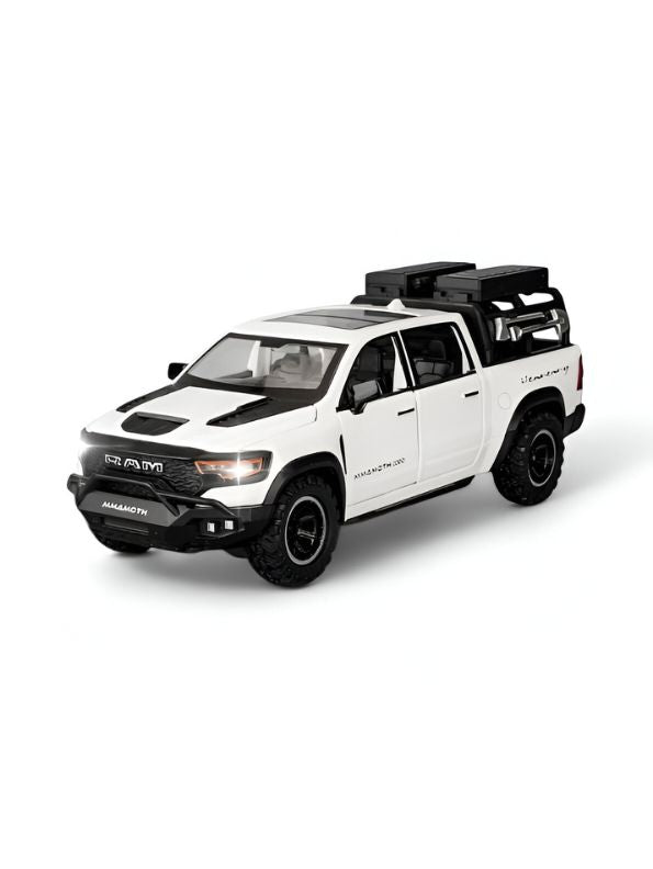White - Ram Mammoth Diecast Car for Kids – Heavy-Duty Off-Road Metal Toy Vehicle Scale 1:32 TZ-OS1561.