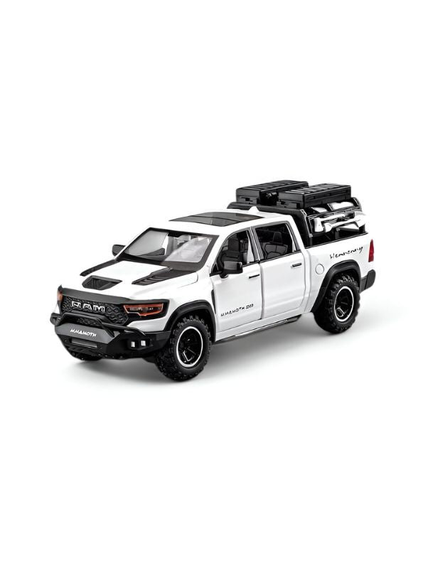 White - Ram Mammoth Diecast Car for Kids – Heavy-Duty Off-Road Metal Toy Vehicle Scale 1:32 TZ-OS1561.