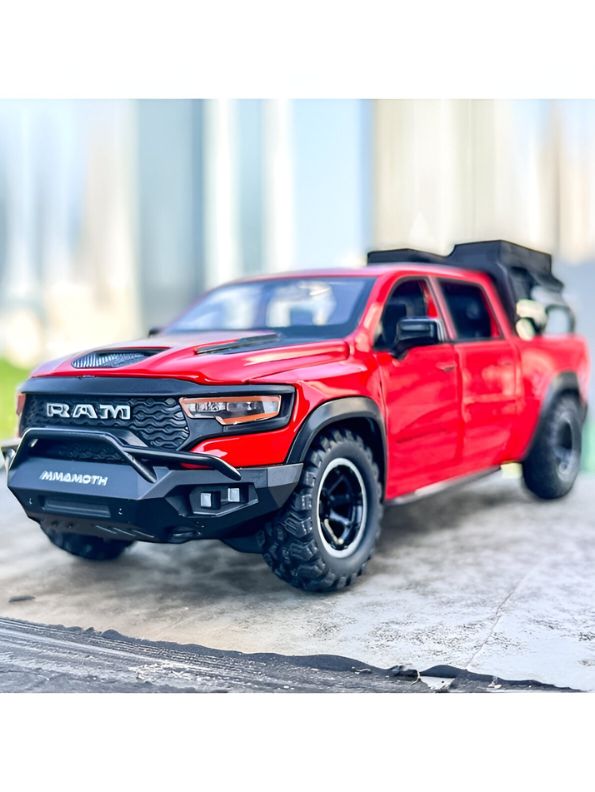 Red - Ram Mammoth Diecast Car for Kids – Heavy-Duty Off-Road Metal Toy Vehicle Scale 1:32 TZ-OS1561.