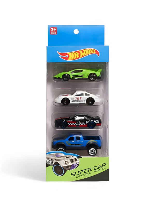 Rapid Racers –4-Pack Die-Cast Toy Cars for Kids, Metal Vehicles for Racing LMIZY-1699-4.