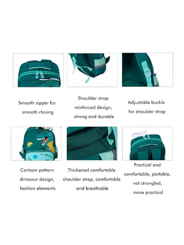 RaptorBag – Cute Dinosaur Print Bag for Kids | Waterproof School Backpack | Large Capacity & Fun Design NOVGBT2487.