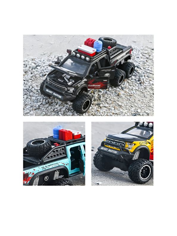 Green - Ford Raptor X-Spray - Raptor F150 Spray Diecast Car – Metal Toy Truck for Kids LMI15065.