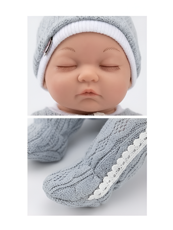 Realistic Sleeping Reborn Baby Doll with Grey Knit Outfit LMI16698.