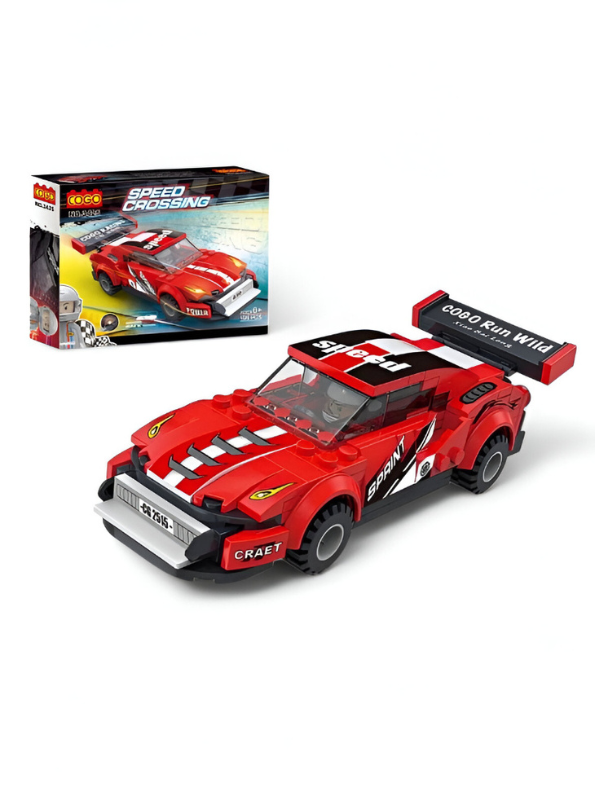 Red Speed Racer Building Blocks Set – 195-Piece DIY Sports Car Toy for Kids with Minifigure TV994.