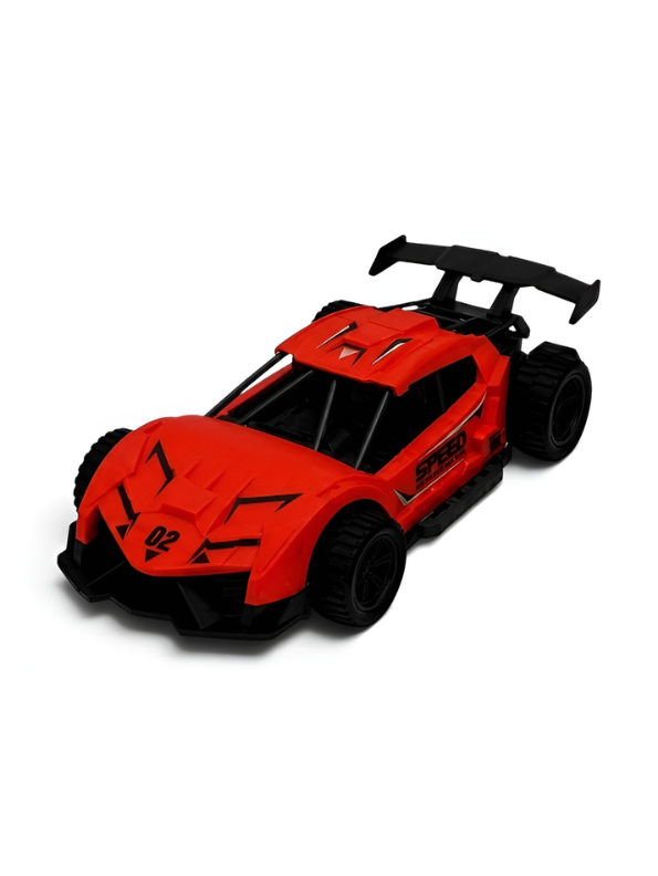 Red Sport Racing Toy Car with Rear Spoiler - High-Speed Design Diecast Style Model LMI16820