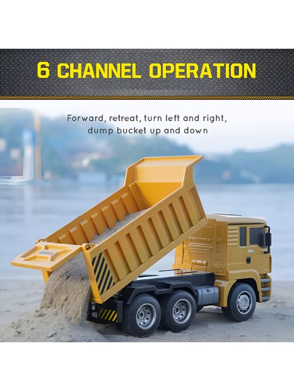 Remote Control Construction Dump Truck – 6-Channel 6-Wheel RC Bulldozer Toy For Kids & Adults. LMI13622.