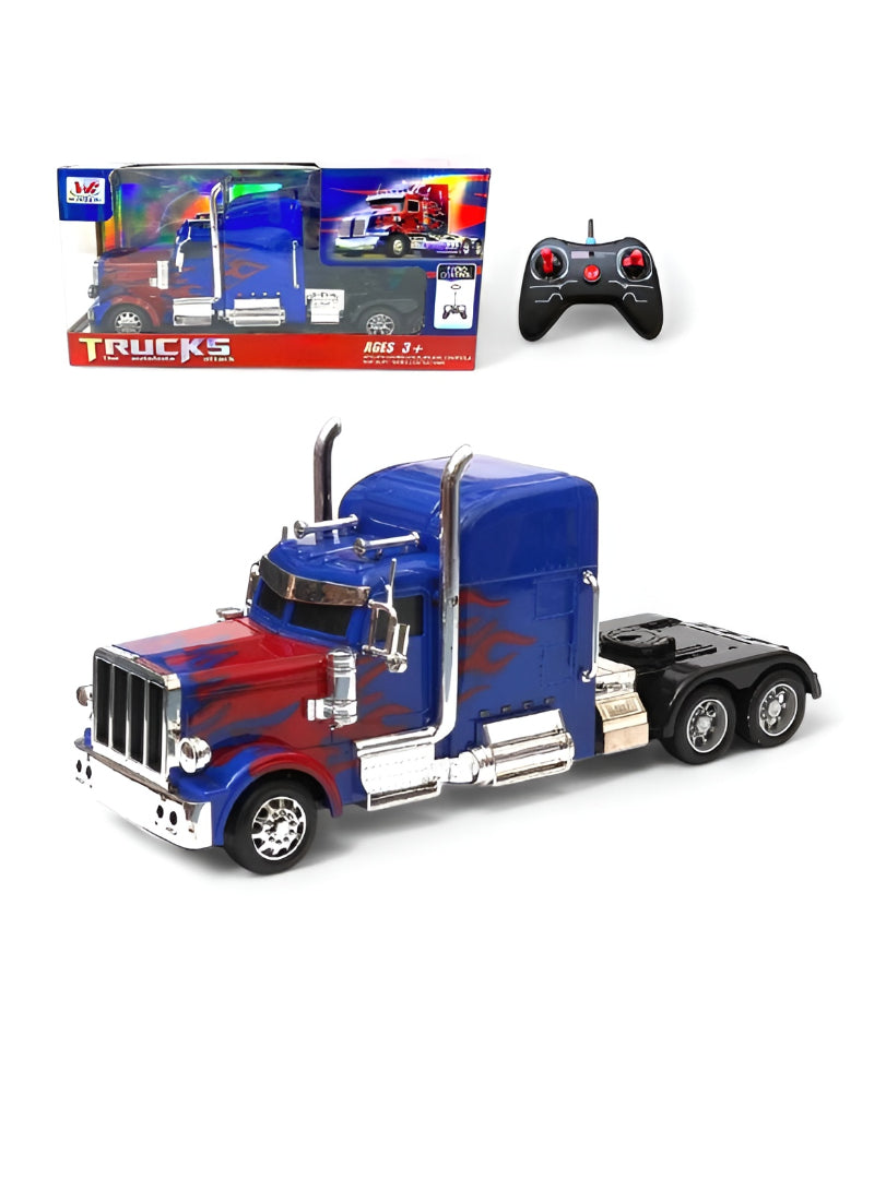 Remote Control Optimus Prime Style Truck Blue & Red Flame Semi-Truck Toy TV5933.