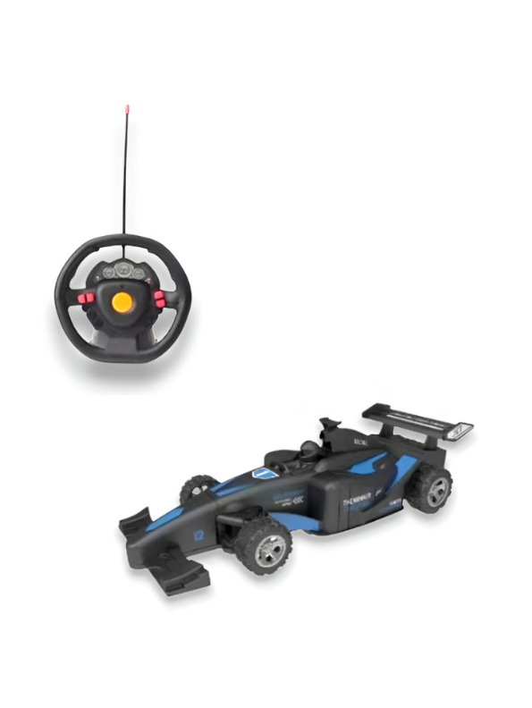 Blue - Remote Control F1 Formula Racing Car Toy with Steering Wheel Controller for Kids & Boys LMI15322.