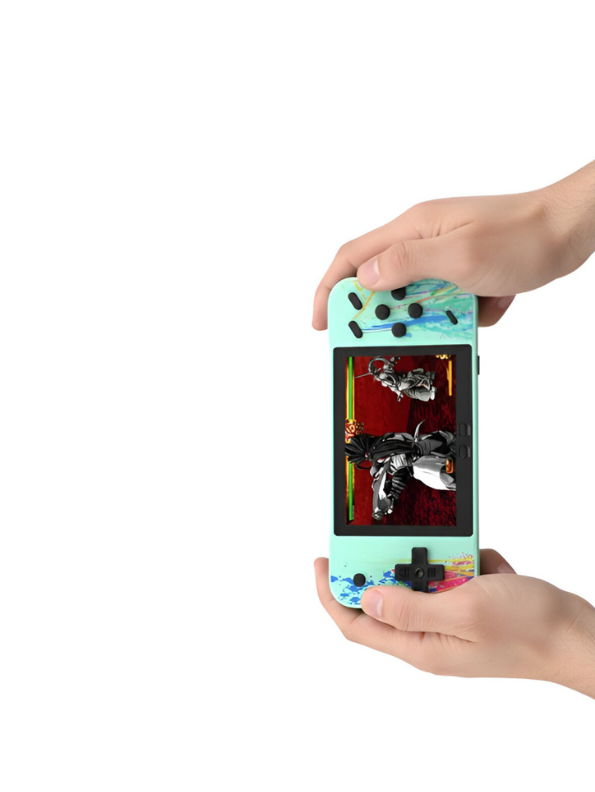 Retro Handheld Game Console – 3.5-Inch Portable Player with Classic Games, Splash Art Design, Rechargeable Blue LMI13030.