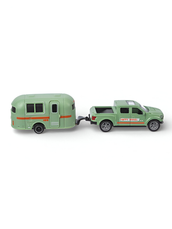 Retro Pickup Truck & Travel Trailer Toy – Adventure Camper Playset for Kids.