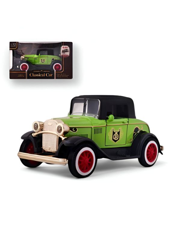 Green - Retro Style Alloy Metal Classic Car Toy – Openable Doors | Vintage Die-Cast Collectible Model for Kids & Adults Scale 1:32.