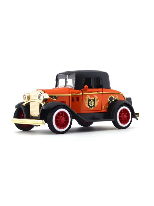 Orange - Retro Style Alloy Metal Classic Car Toy – Openable Doors | Vintage Die-Cast Collectible Model for Kids & Adults Scale 1:32.