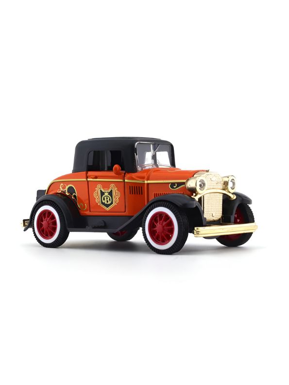 Orange - Retro Style Alloy Metal Classic Car Toy – Openable Doors | Vintage Die-Cast Collectible Model for Kids & Adults Scale 1:32.