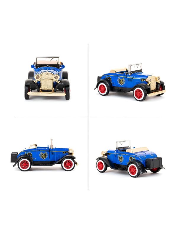 Blue - Retro Style Alloy Metal Classic Car Toy – Openable Doors | Vintage Die-Cast Collectible Model for Kids & Adults Scale 1:32.