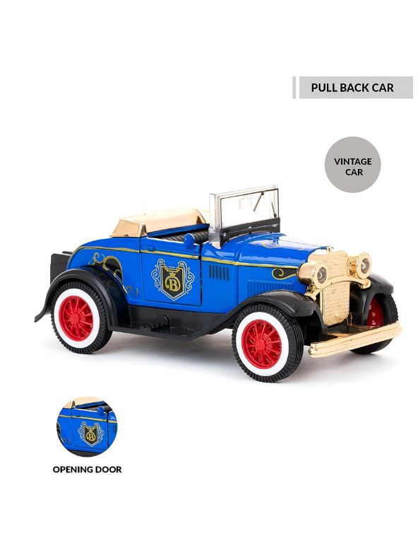 Blue - Retro Style Alloy Metal Classic Car Toy – Openable Doors | Vintage Die-Cast Collectible Model for Kids & Adults Scale 1:32.