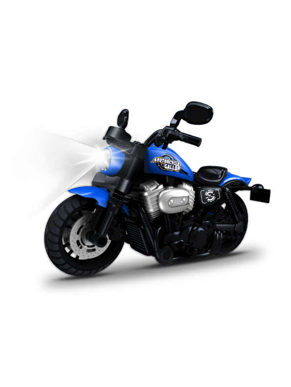 RoadRider - Diecast Motorcycle Toy with Pull Back Action, Lights & Sound Scale 1:10 Blue - LMI15135.