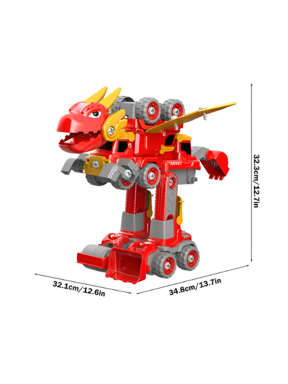 RoboDino – 5-in-1 Kids Disassembly Dinosaur Car Toy with Lights & Music | DIY Engineering Car Building Blocks Lego Educational Toy Set LMI-LM909-A.