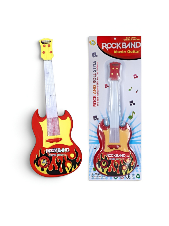 Rock Band Guitar Toy with Flashing LED Lights & Realistic Sound Effects LMI12845.