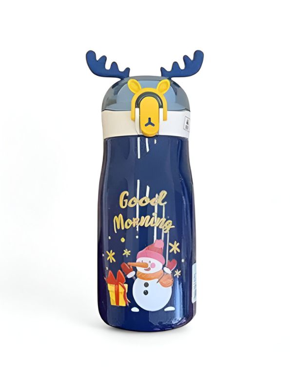 Rudolph – Christmas Theme Kids Water Bottle 300ml | Cute Reindeer Design on Top | Leakproof & BPA-Free NOV3551.