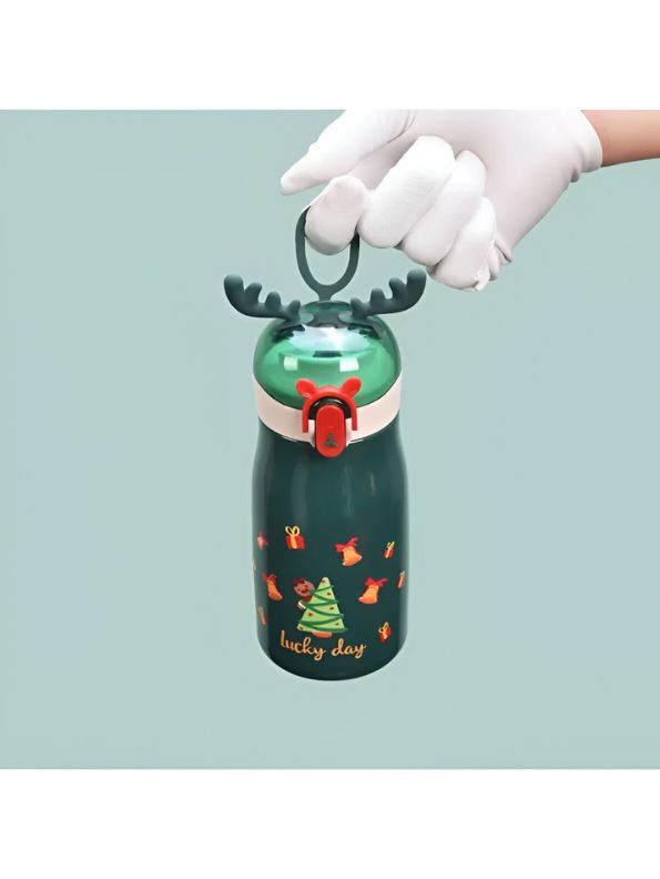 Rudolph – Christmas Theme Kids Water Bottle 300ml | Cute Reindeer Design on Top | Leakproof & BPA-Free NOV3551.