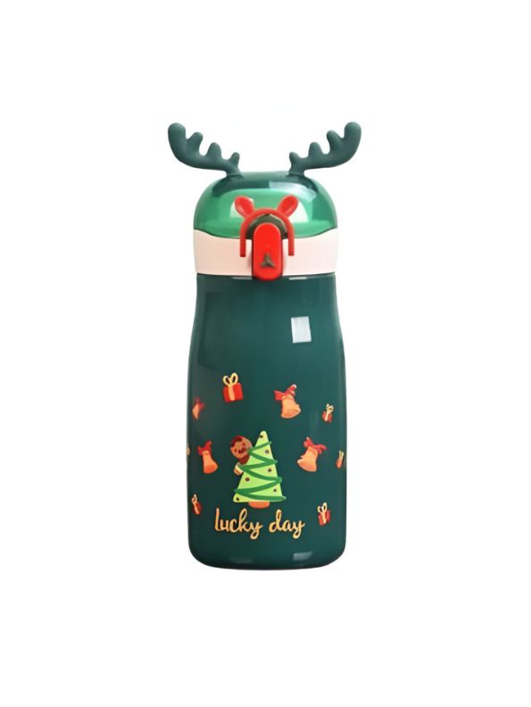 Rudolph – Christmas Theme Kids Water Bottle 300ml | Cute Reindeer Design on Top | Leakproof & BPA-Free NOV3551.