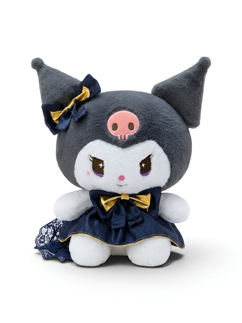 Sanrio Kuromi 10-Inch Plush Toy – Elegant Navy Blue & Gold Dress Edition – Soft Collectible Stuffed Animal for Kids ST16644