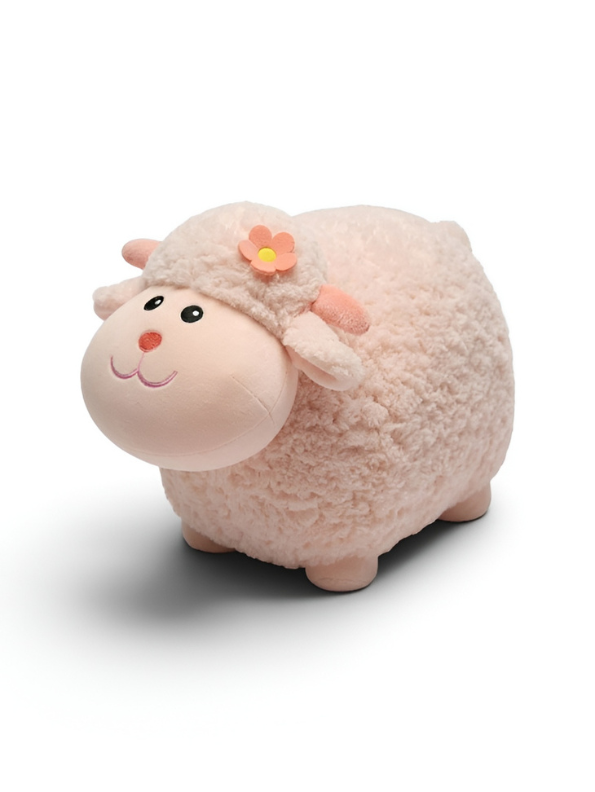 Sheep Plush Toy – 10-Inch Cute Pink Fluffy Lamb Soft Stuffed Animal with Flower Accent, Kawaii Lamb Pillow Plushie Gift for Kids and Toddlers ST11470