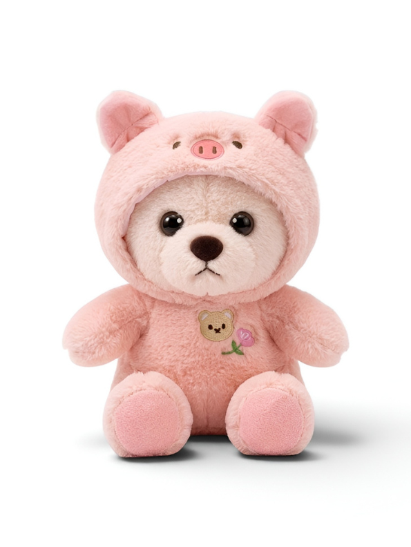 Cute Teddy Bear in Pink Pig Costume Plush Toy – Soft Stuffed Animal Doll for Kids and Toddlers ST11064