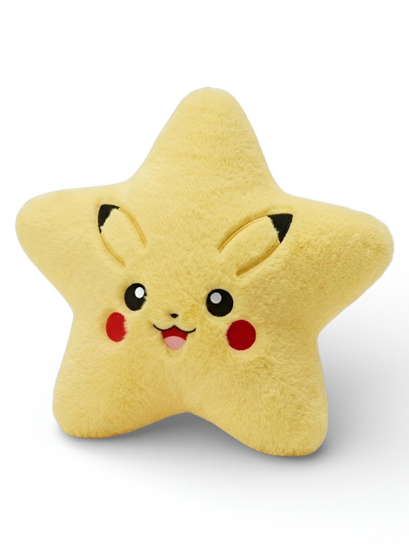 Pikachu Inspired Star Plush Pillow – 7 Inch Soft Yellow Pokémon Style Star Stuffed Toy, Cute Kids Plushie Cushion, Anime Room Decor Gift ST15978
