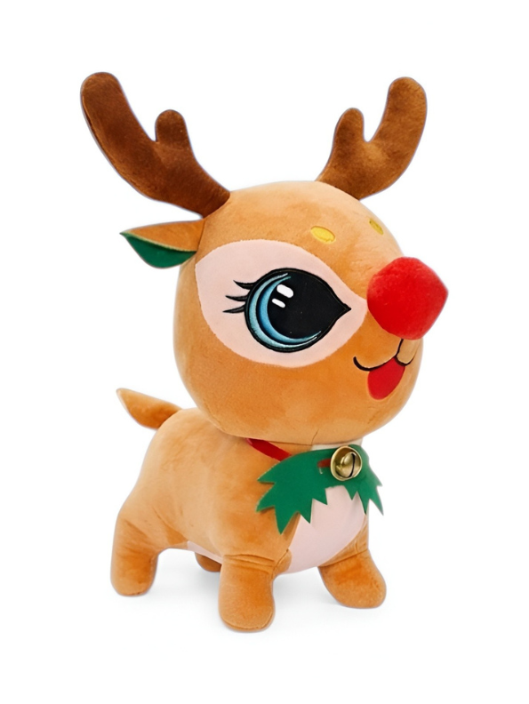 Cute Red Nose Reindeer Plush Toy – 8-Inch Soft & Cuddly Christmas Deer Stuffed Animal for Kids & Toddlers ST14116