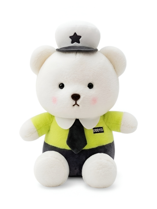 Police Bear Plush Toy – 12-Inch Adorable White Stuffed Teddy in Officer Uniform & Hat, Soft & Huggable Gift for Kids & Collectors ST14134