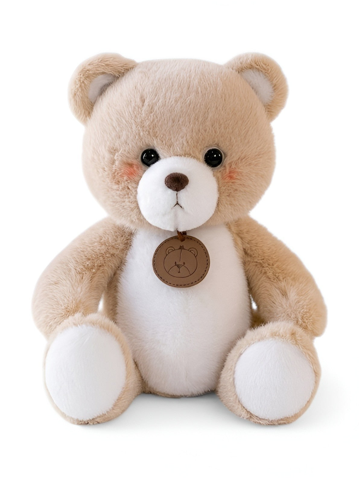 Teddy Bear – 30cm Premium Plush Ultra-Soft Stuffed Animal Toy with Embroidered Leather Medallion, Cream & Tan Nursery Décor Gift for Babies & Kids ST14532