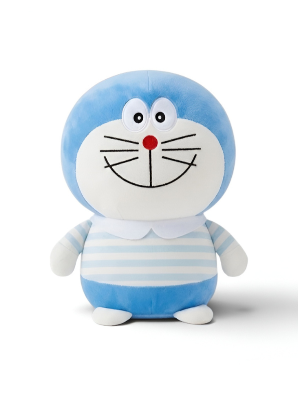 Doraemon Premium Plush Toy – Soft Stuffed Animal with Striped Shirt, Perfect Gift for Kids and Anime Fans (Blue/White) ST9546
