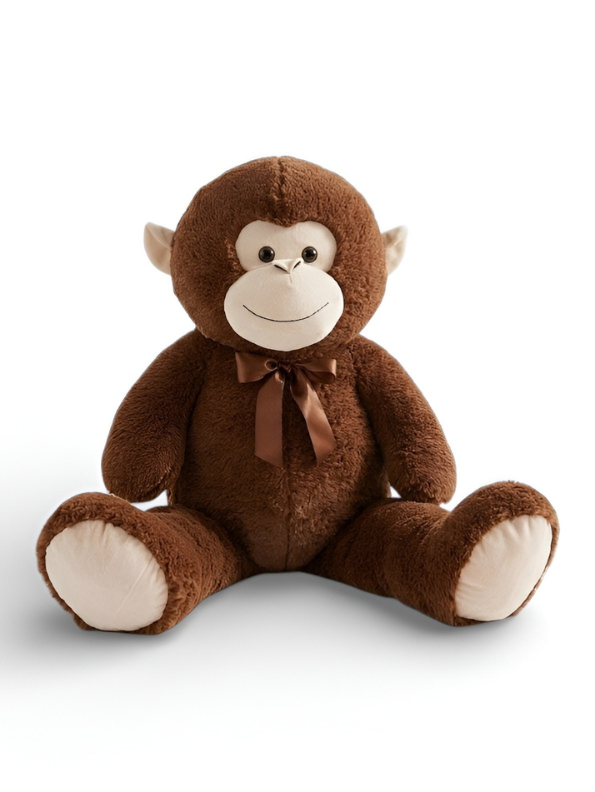 Giant Brown Monkey Plush Toy – 100CM Ultra-Soft Cuddly Stuffed Animal with Satin Bow – Perfect Gift for Kids, Toddlers ST14957