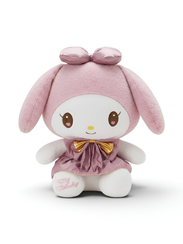 My Melody Plush Toy – 10-Inch Authentic Sanrio Stuffed Animal with Pink Dress & Gold Bow ST16643